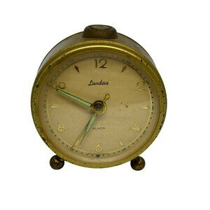 VTG Landau Brass Alarm Clock – Glow-in-the-Dark Hands & Numbers – Not Working